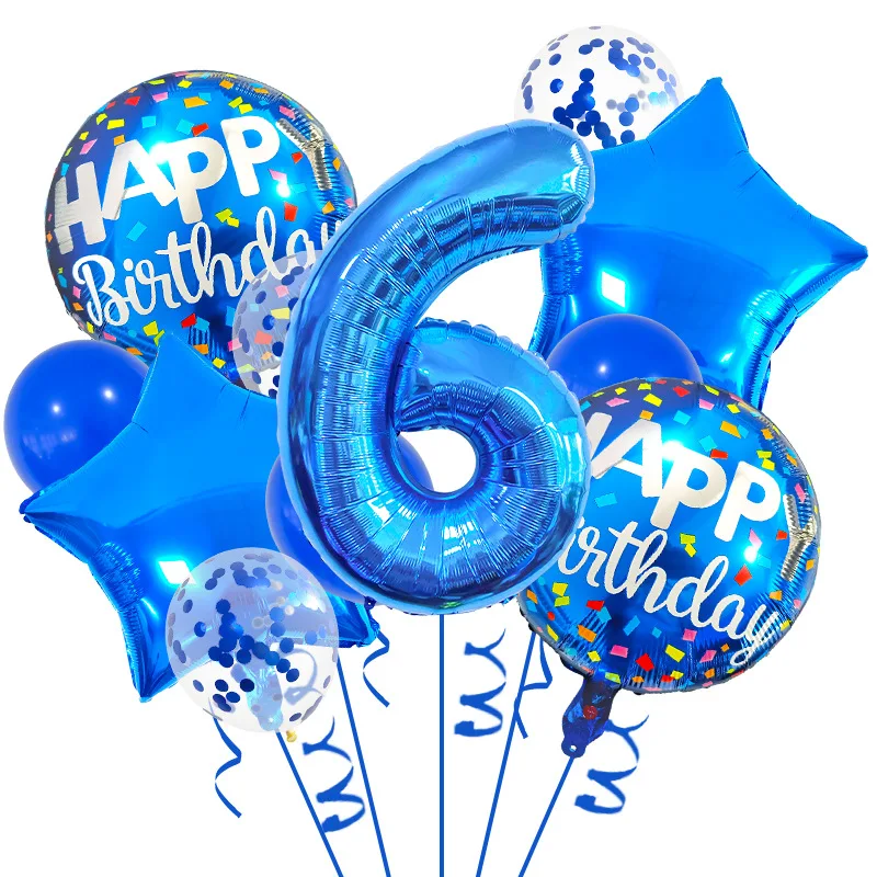 Jungen-Geburtstagsballons-Set, 81,3 cm, blaue Zahl, Sterne, Folienballon, Junge, glücklicher Prinz, Marine, Ozean, Geburtstag für Party-Dekoration, Ballon – Detail 14