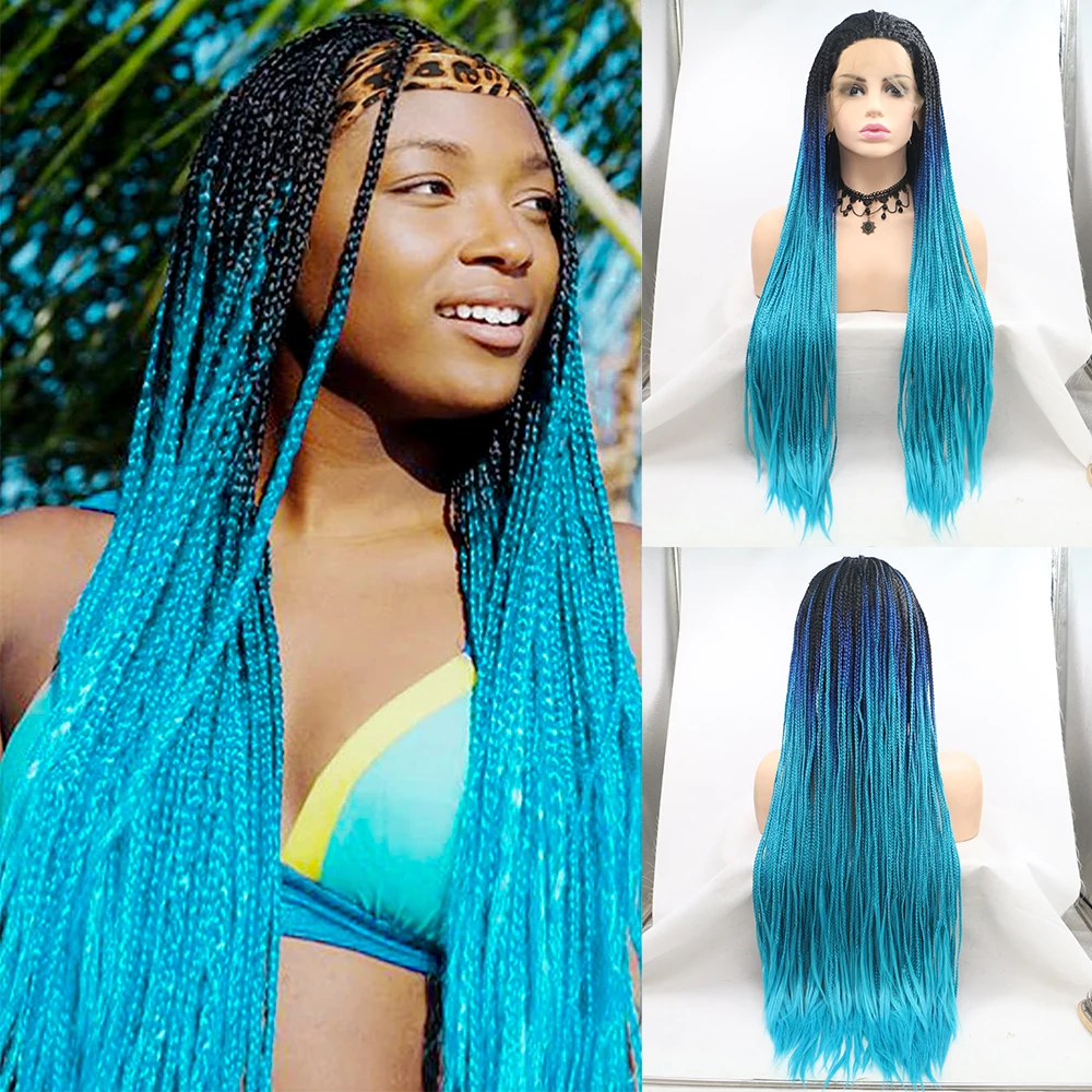 

Женский парик из термостойкого волокна, с косичкой и Омбре