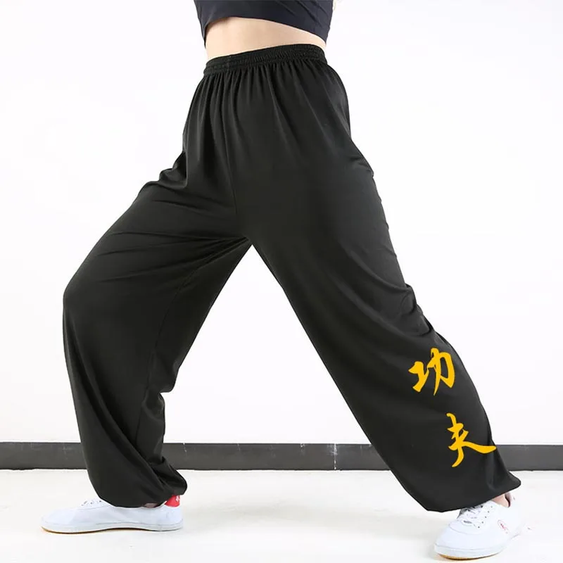 Martial Art Trousers Tai Chi Trousers Thickened Plush Tai Chi Pants Embroidered Martial Arts Training Pants Lantern Taekwondo Karate Judo Kung Fu Trouser Winter