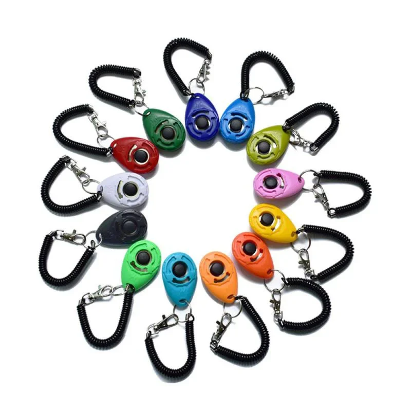 10 Pack Plastic Clicker Dog Whistle For Dog Cat Training Adjustable Wrist Strap Audible Key Ring dog clicker