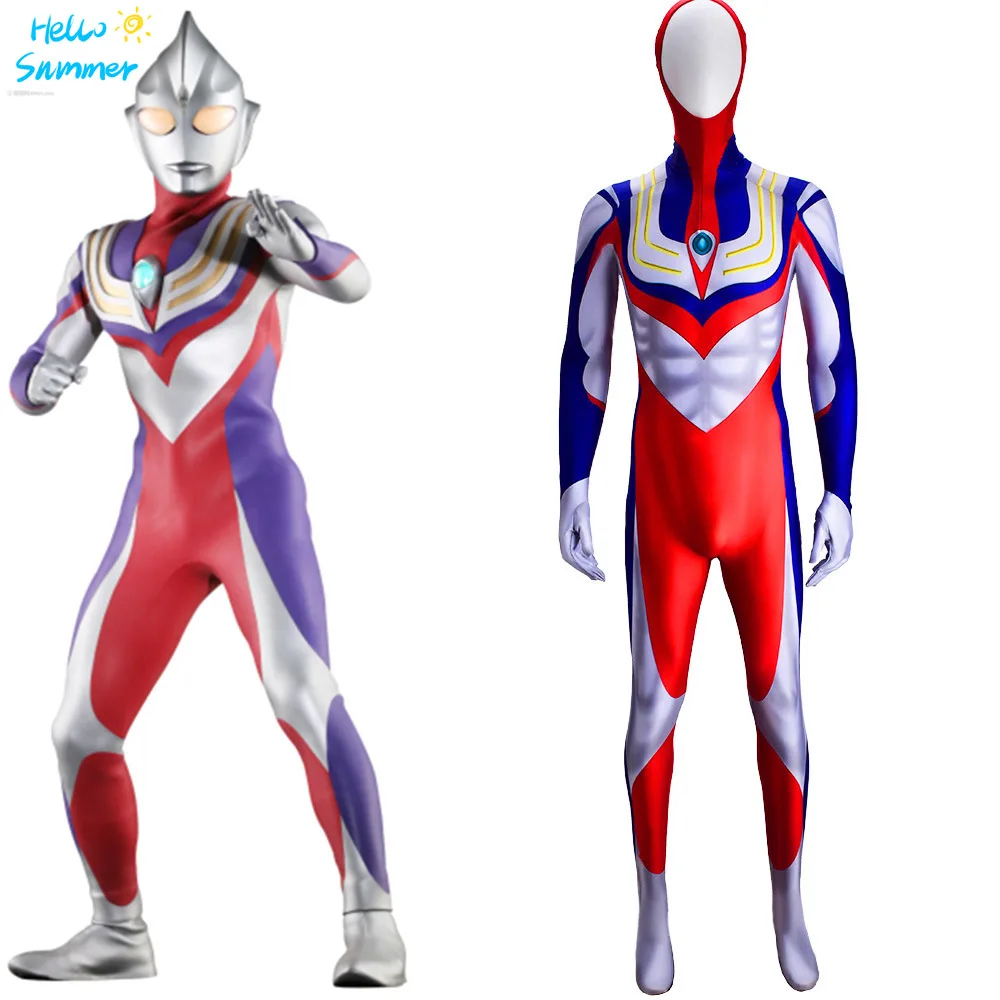 

Костюм для косплея Ultraman Tiga, комбинезон супергероя из спандекса для Хэллоуина, комбинезон зентай, костюм для Хэллоуина для взрослых/детей