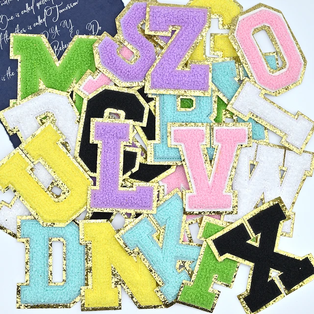 Buy Embroidered Name Chenille Letter Patches A-Z Pink Alphabet Patch For Clothes Bags T-shirt Iron On Applique Accessories Online