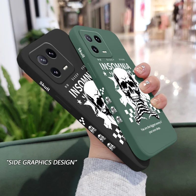 Black Rock Skull Design Liquid Silicone Phone Case