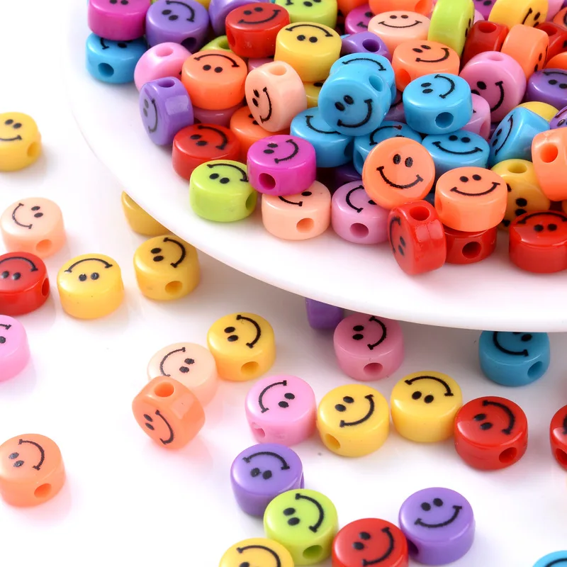 

New 10pcs/lot 8mm Mixed Color Smile Loose Beads For Jewelry Making Acrylic Spaced Beads Smile Face Beads For Jewelry Making DIY