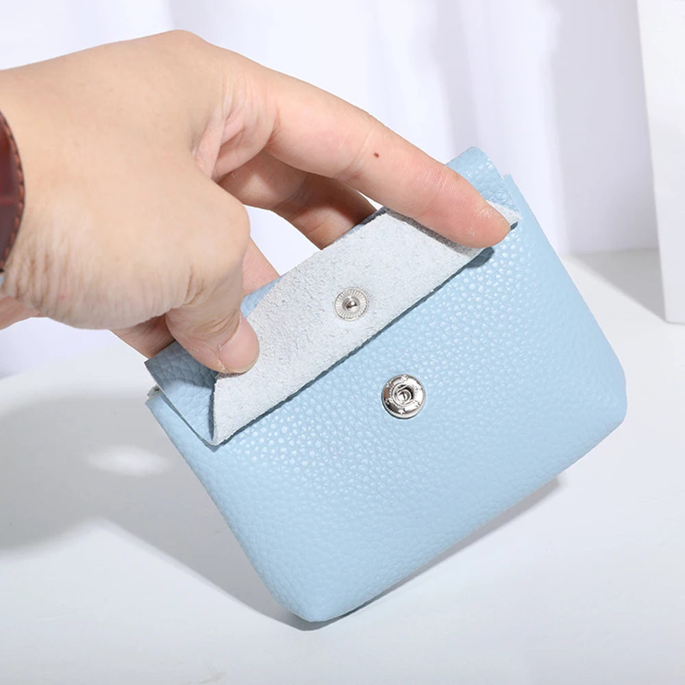 New PU leather Coin Purses Lychee Pattern Zipper Coin wallets Solid Short Card Key Storage Bag Small Purses pouch