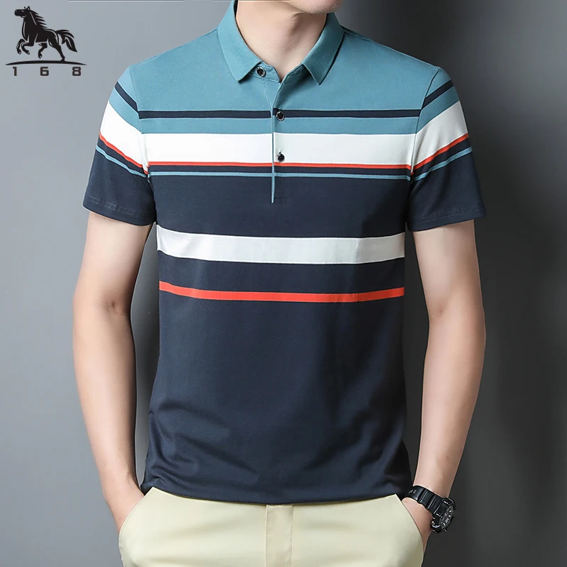 

polo shirt men summer new high quality cotton mens Short sleeve Splicing fringe breathable Business casual polo shirt M-4XL 2335