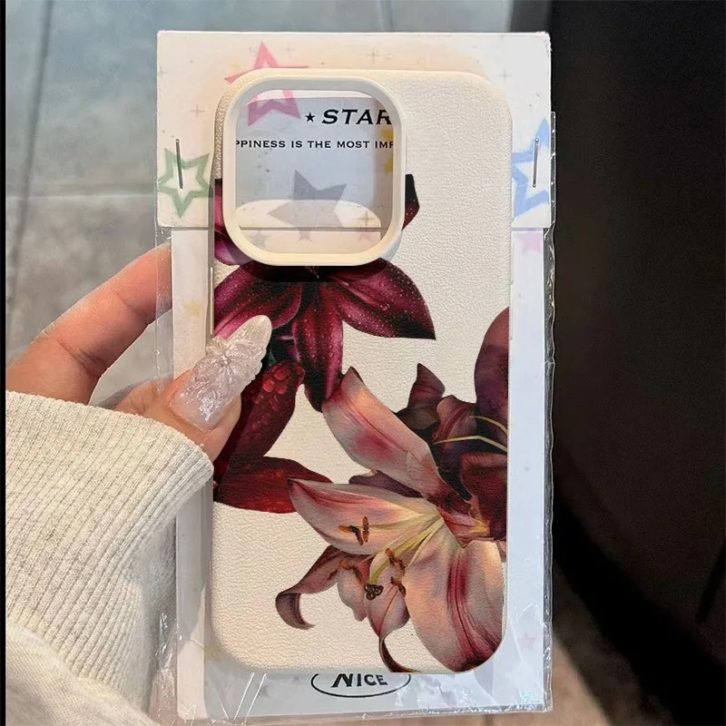 Red Lily Flower Design Shockproof Silicone Soft Phone Case