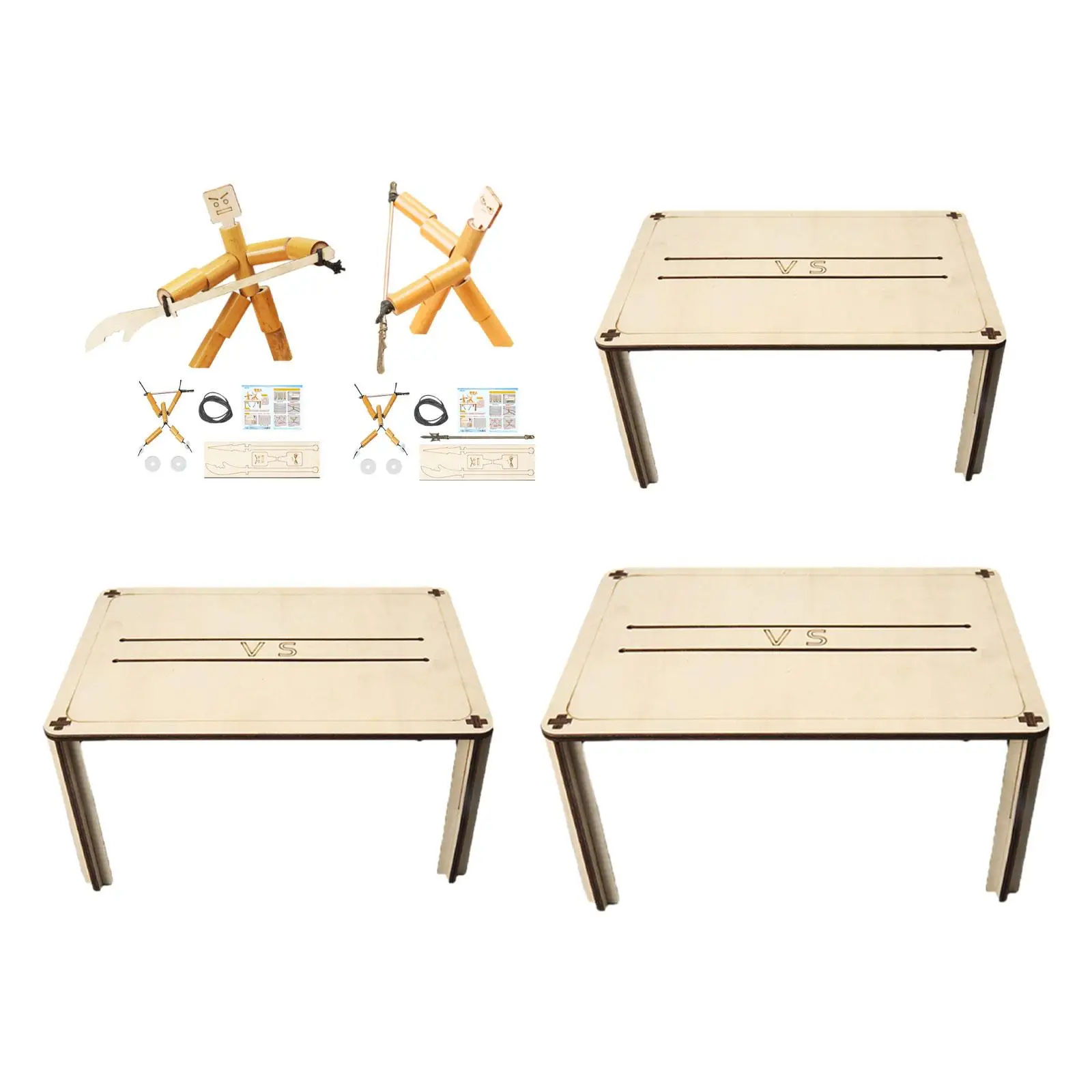 

DIY Pull Doll Bamboo Finger Puppet Toy Wooden Table Battle Toys Crafting Supplies Handmade Board Game for Kids Adults Holiday