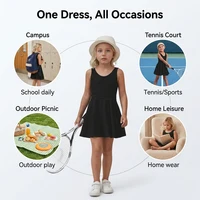 Robe de sport sans manches pour filles, dos creux, avec short intégré et poches, pour le tennis, le cyclisme, les activités de plein air, séchage rapide pour enfants 5