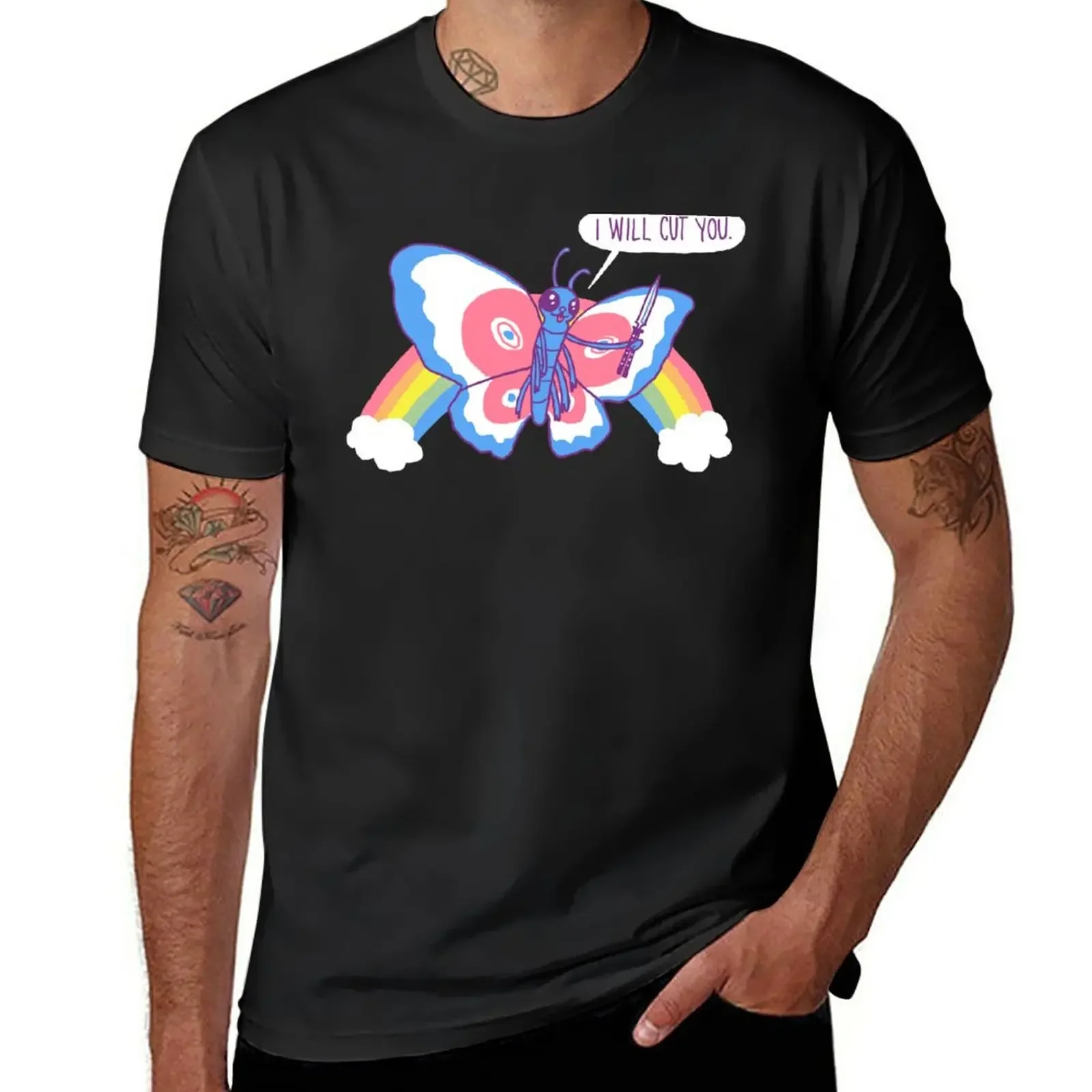 

Butterfly Knife T-Shirt kawaii clothes graphics boys animal print men clothing