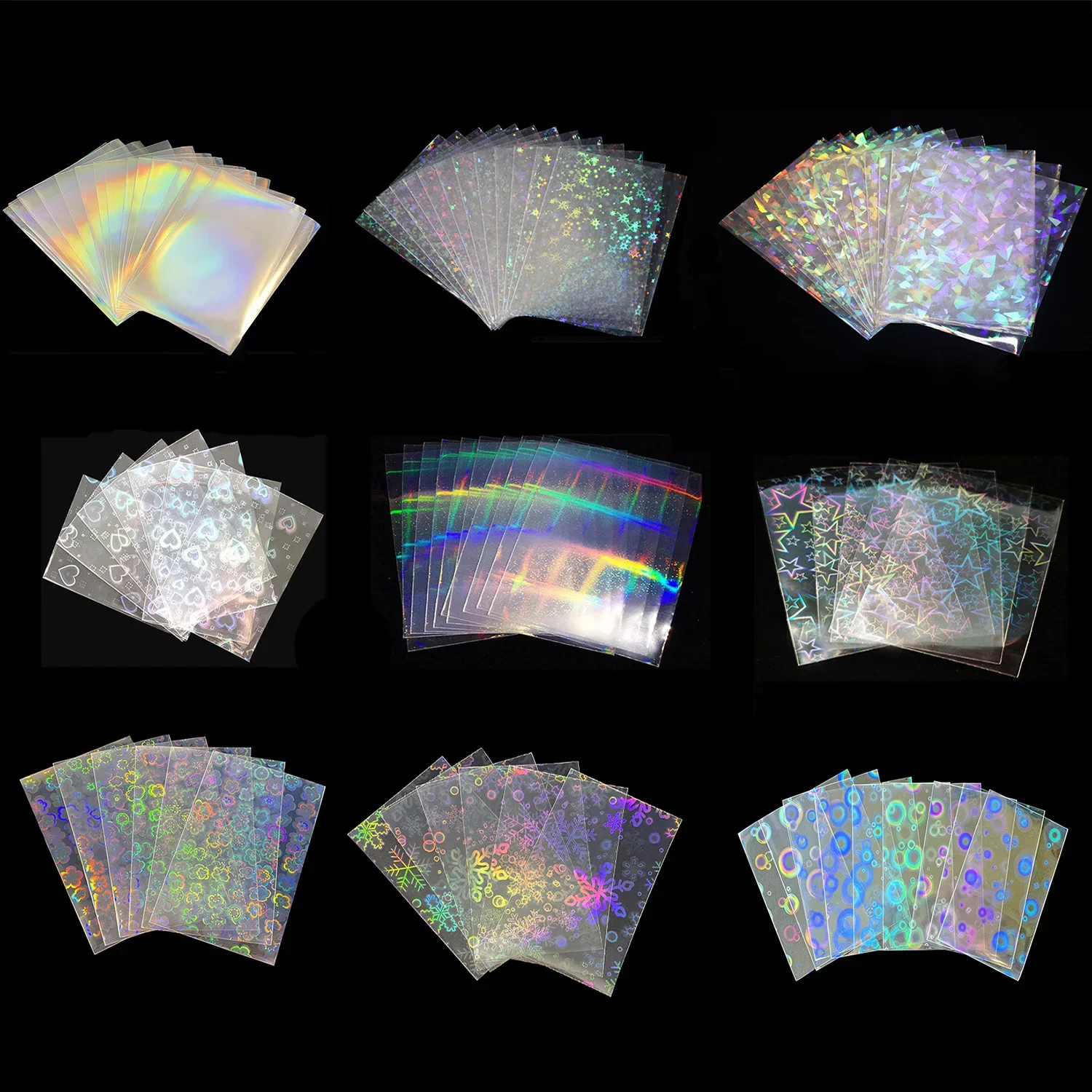 

100Pcs Various Tarot bubble Rainbow Foil YGO Laser Sleeves Korea Idol Photo Holographic Protector Trading Cards Shield Cover