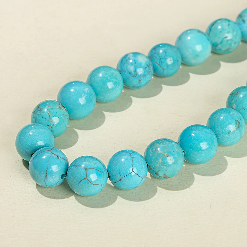 Natural Blue Turquoise Round Spacer Beads for Jewelry Making & DIY Crafts