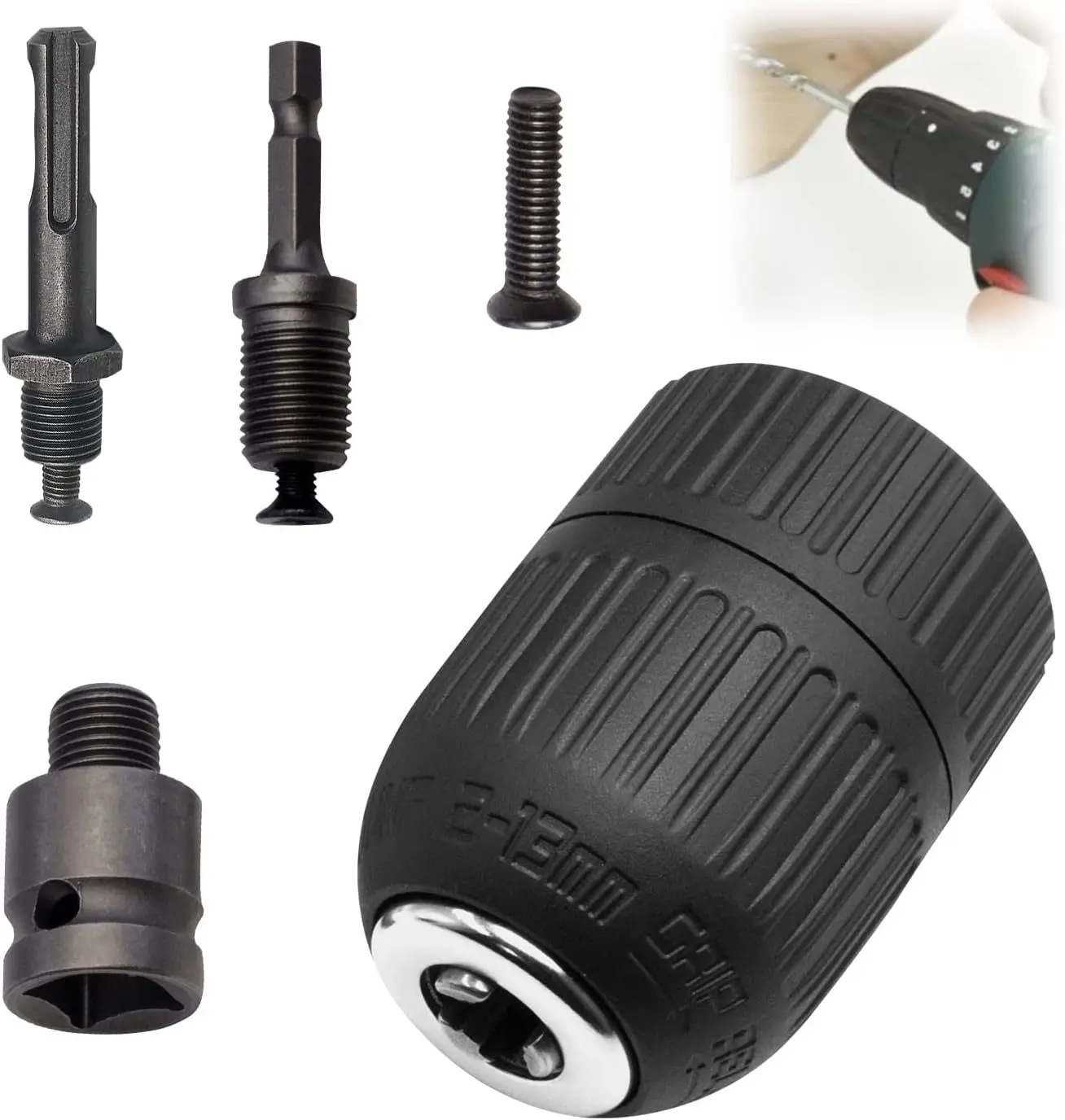 

1.5-13mm Precise Drill Chuck Converter 1/2"-20UNF Thread Quick Change Adapter SDS-Plus Shank 1/4" Hex