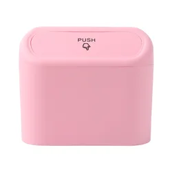 Compact Hanging Mini Trash Can with Lid for Home, Office, and Car (Pink)