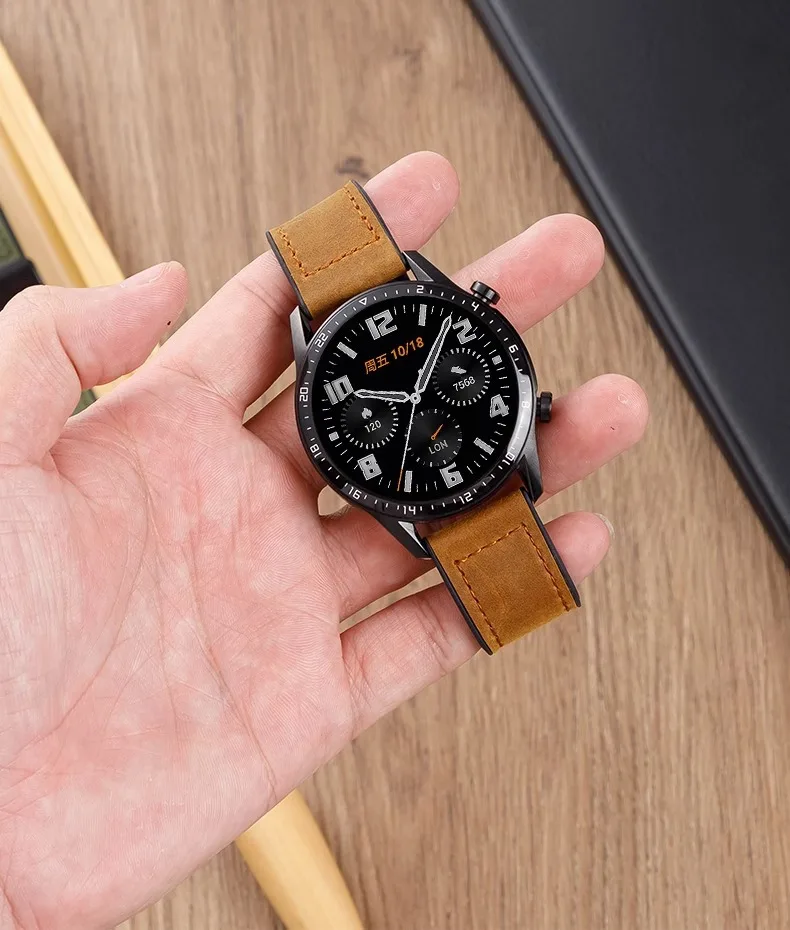 Magnetic Leather Unisex Watch Strap, 22mm Adjustable Band