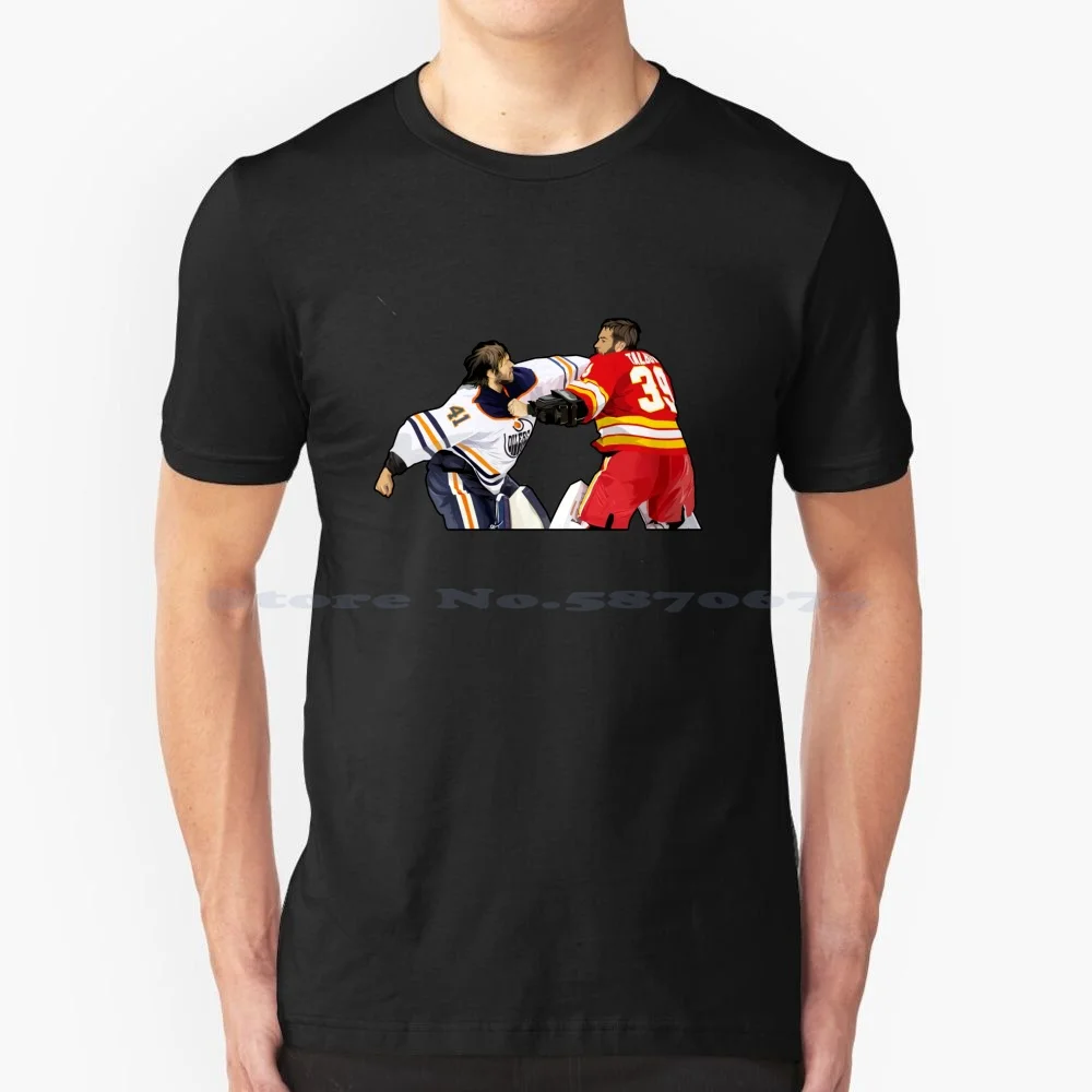 Cam Talbot Vs Smith Fight T Shirt 100% Cotone Tee Hockey Su Ghiaccio Cam Talbot Alberta Sports Canada Edmonton Milano Lucic Best Seller