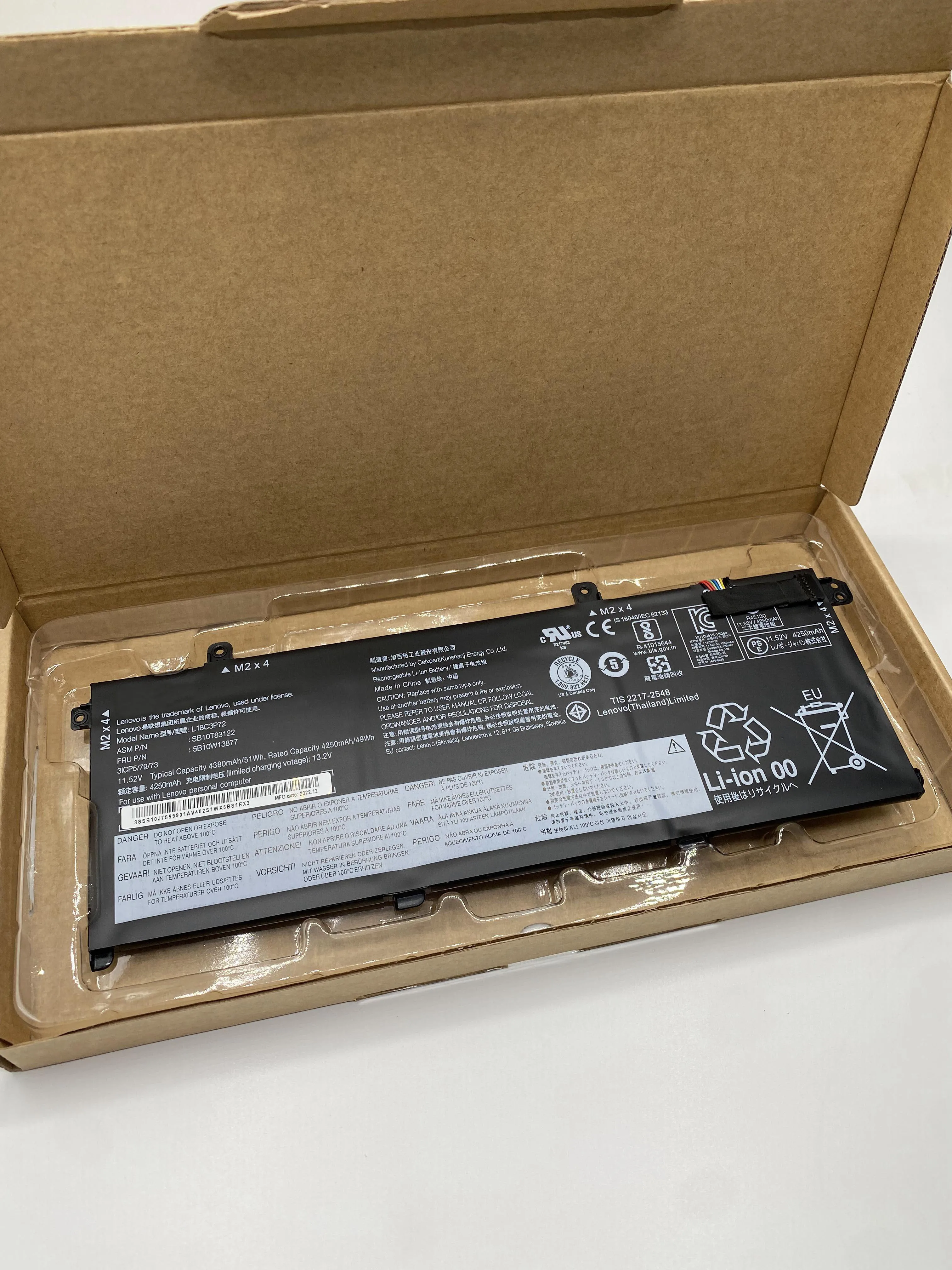 Bateria Original do Portátil para Lenovo Thinkpad Novo L18m3p73 L18l3p73 L18c3p72 L18m3p72 T490 T495 P43s 02dl007 Sb10t83122 5b10w13877 - Imagem 2