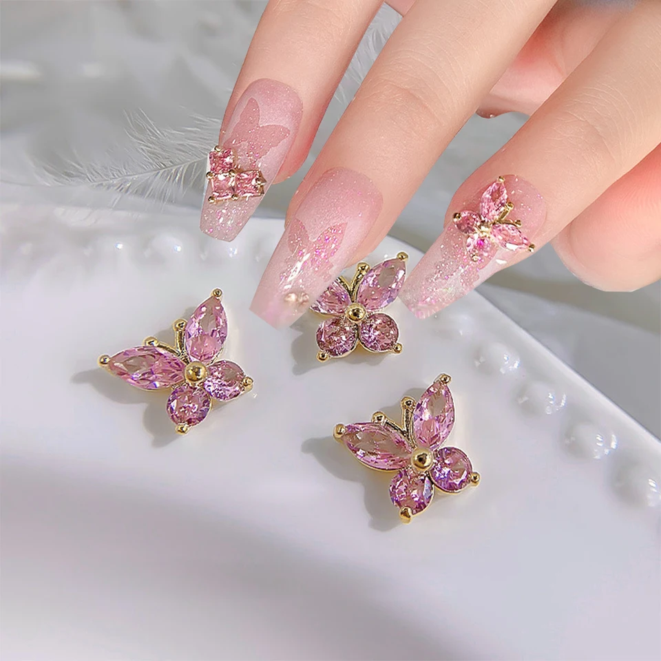 3D Butterfly Nail Charms - 60 Piece Gold Silver Alloy Nail Art Decorations