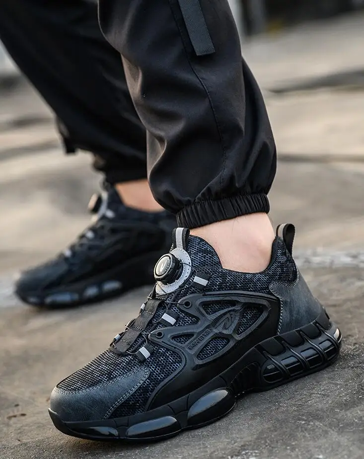 Safety Steel Toe Work Trainers For Men With Rotating Button_voghion.com