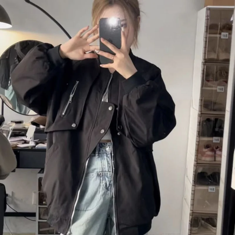 

Куртка-бомбер Y2k Женская в японском стиле, винтажная уличная одежда в стиле Харадзюку, модные бейсбольные куртки оверсайз на молнии, Techwear, 2023