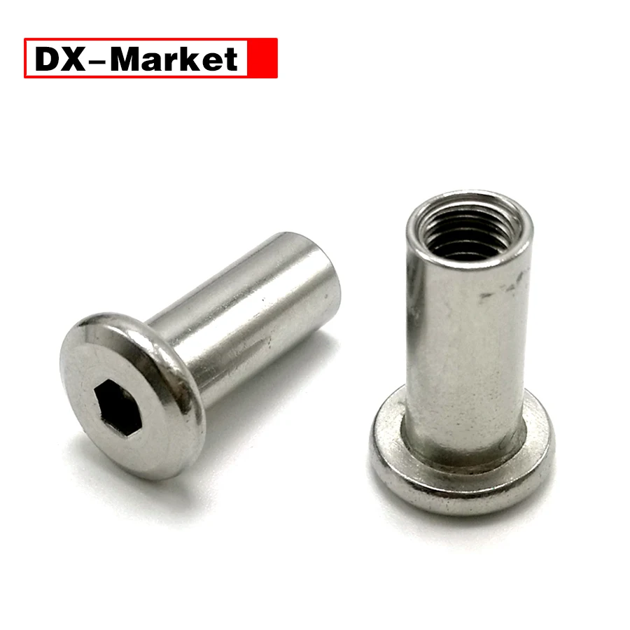 M3 M4 M5 M6 M8 M10 Hex Socket Nuts , 304 Stainless Steel Furniture Screw Female End ,Flat Head Rivet Nut Manufactor, B020