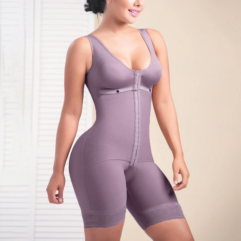 

Women Bodysuit Front Closure Adjustable Tummy Control Shapewear Slimming Fajas Reductoras Lace Body Shaper