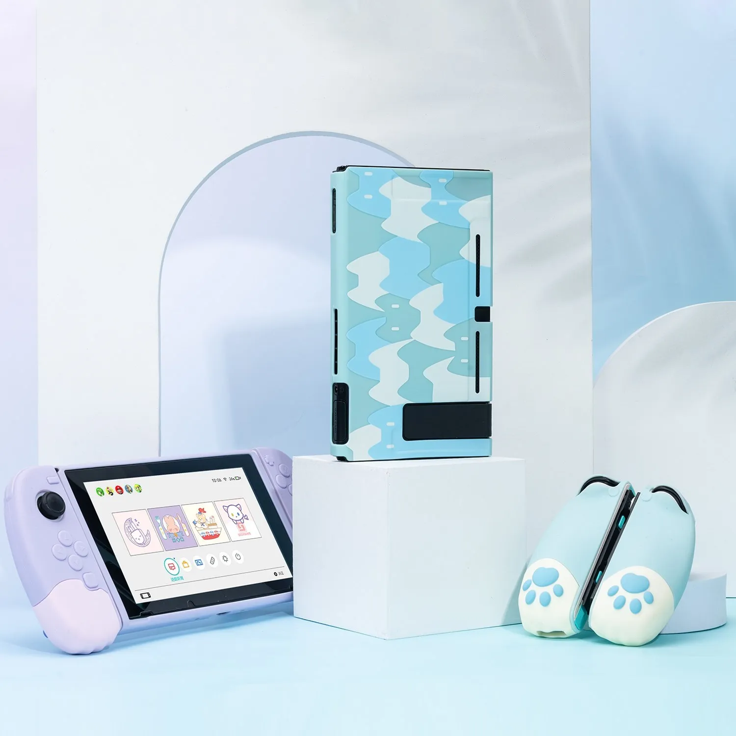 Geekshare-bonito Gato 3d Garra Silicone Nintendo Switch Shell Protetor Joycon Split Capa Macia Acessórios ns - Image 2