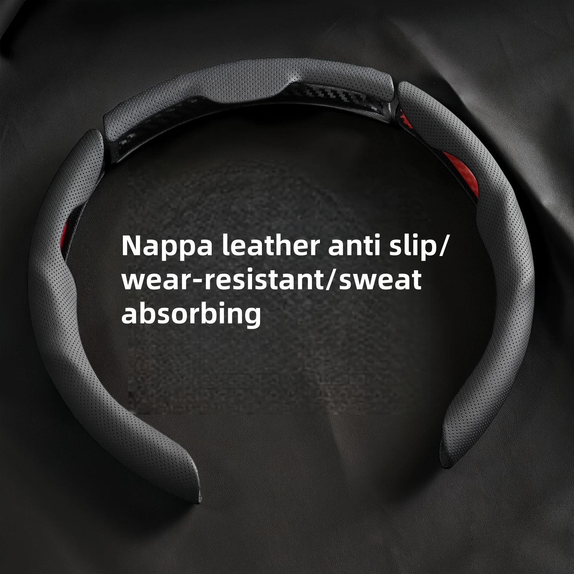 Universal Car PU Nappa Leather Steering Wheel Cover for Men and Women, All-Season, Anti-Slip, Sweat-Absorbent, Wear-Resistant