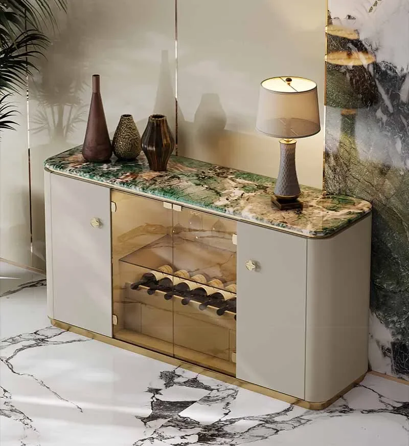 Light luxury dining cabinet, storage and storage, marble restaurant, high-end glass foyer cabinet