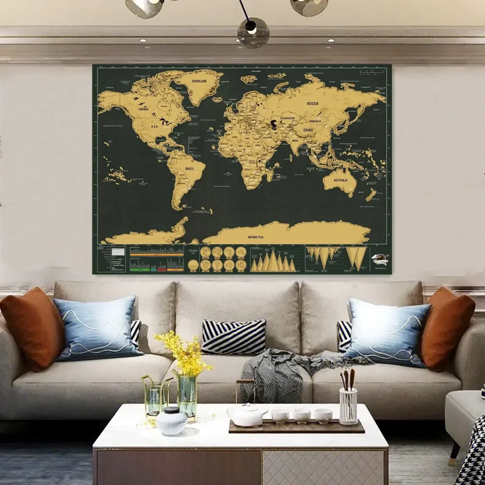 

Classic Gold World Scratch Maps With National Flag, Deluxe Scratch Layer Coating Maps for Travel, Best Gifts for Travelers