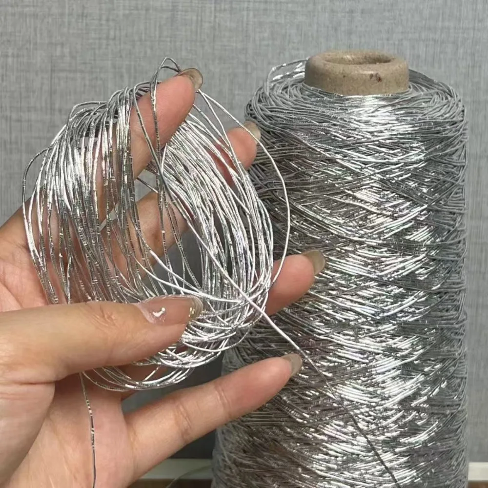 200g 아름답고 반짝이는 린넨 금은색 실크 실 크로셰 손뜨개 얇은 바느질 실 여름용 시원한 가디건 케이프