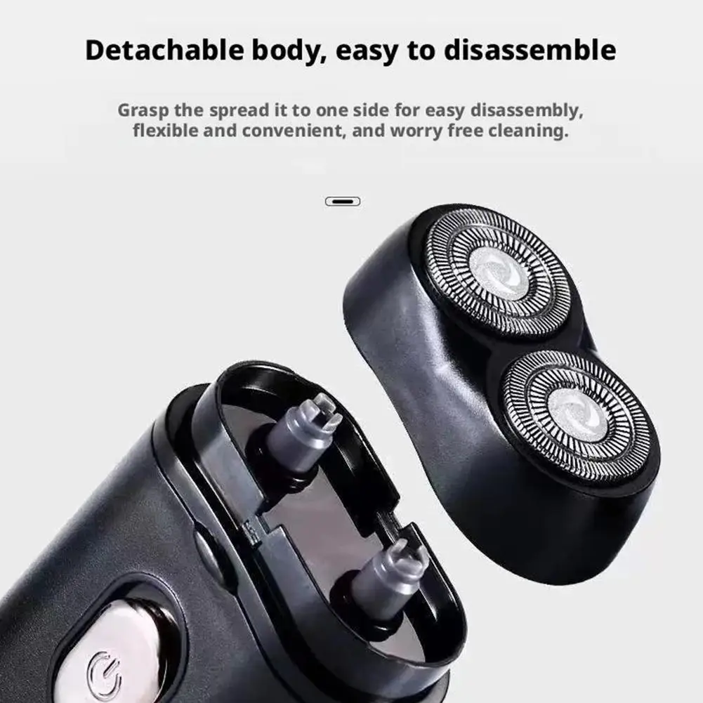 남성용 면도기 USB 충전식 휴대용 전기 면도기 LED 배터리 표시 기능 포함 방수 미니 여행용 회전식 면도기
