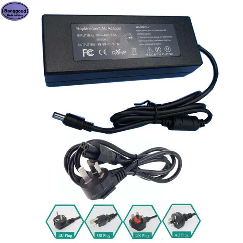 

19.5V 7.7A 5.5*2.5mm 150W Laptop Charger w/AC Power Cable for Asus G74SX G73JH G73SW G73 G74S G73JW G53 G53S G53SW MSI GS70 GV62