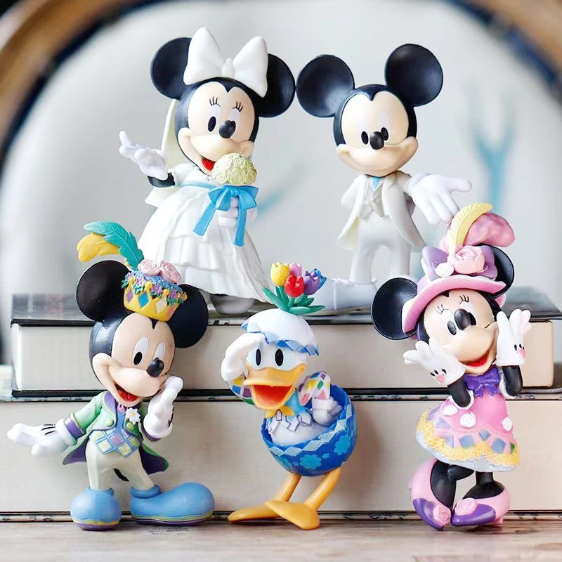 

New Disney Mickey Wonderful House animation white wedding dress Mickey Mouse character doll PVC series model toys gift HEROCROSS