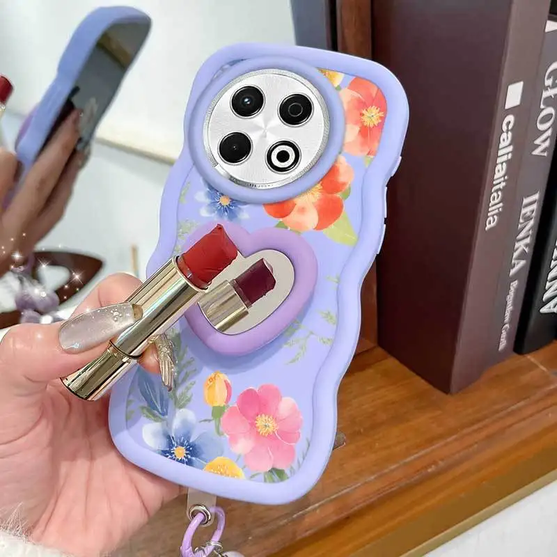 Floral Multi-Function Phone Case with Lanyard and Stand - 3-Piece Set