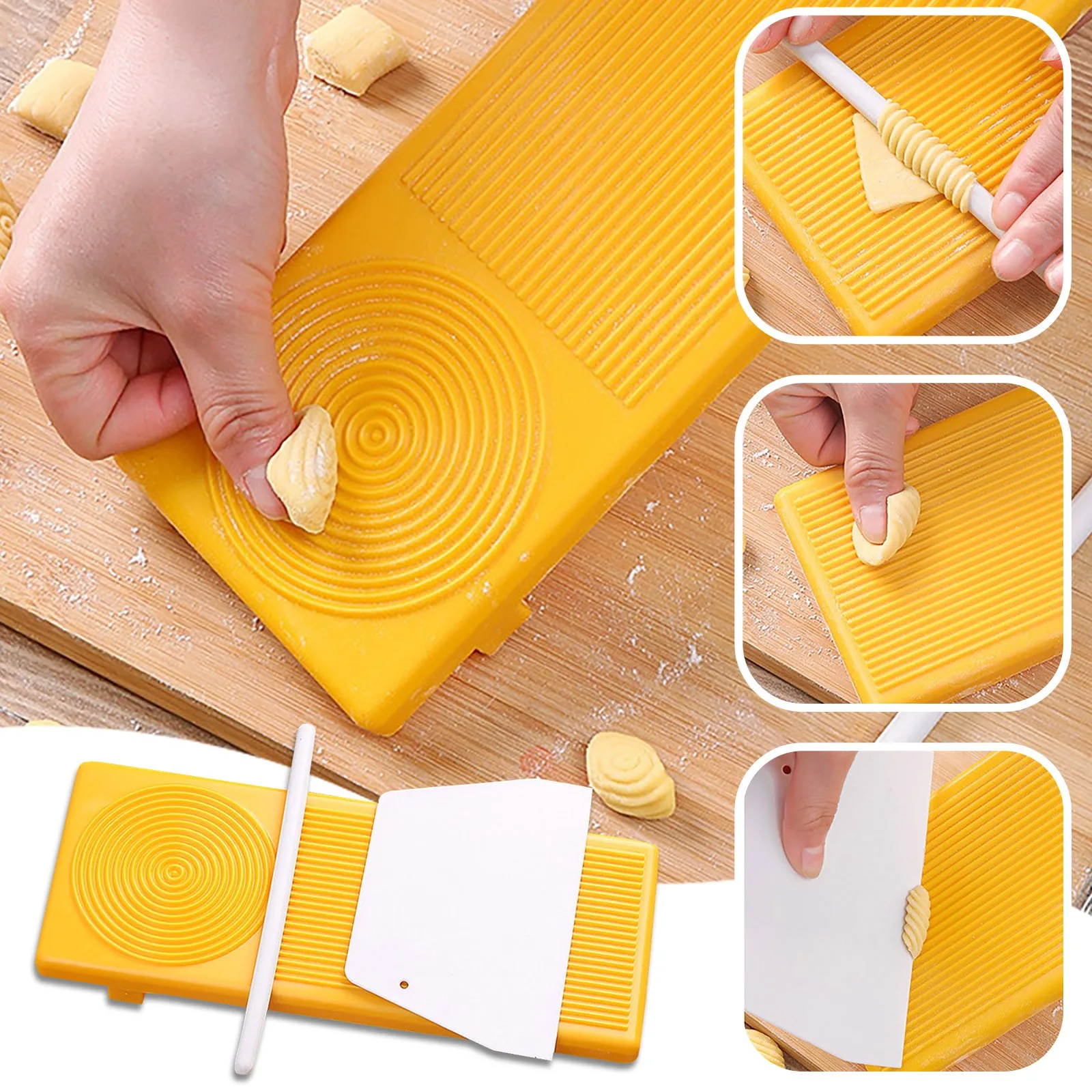 Multi-functional Pasta Macaroni Board Handmade DIY Mould Gnocchi Board Set With Roll Noodle Stick Cutting Slice Kitchen Gadgets