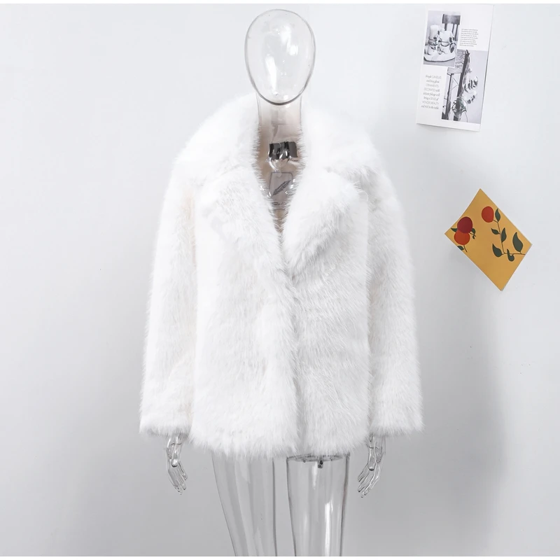 Luxury Women's Brown Faux Fur Coat Lapel Mid-Length Loose Imitation Plush Furry Buckle Overcoat Winter Lady Thick Warm Outwear 27 Luxury Women's Brown Faux Fur Coat Lapel Mid-Length Loose Imitation Plush Furry Buckle Overcoat Winter Lady Thick Warm Outwear