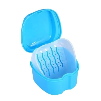 Denture Bath Box Organizer Dental Box False Teeth Storage Box with Hanging Net Container Teeth Cases Artificial Tooth Boxes