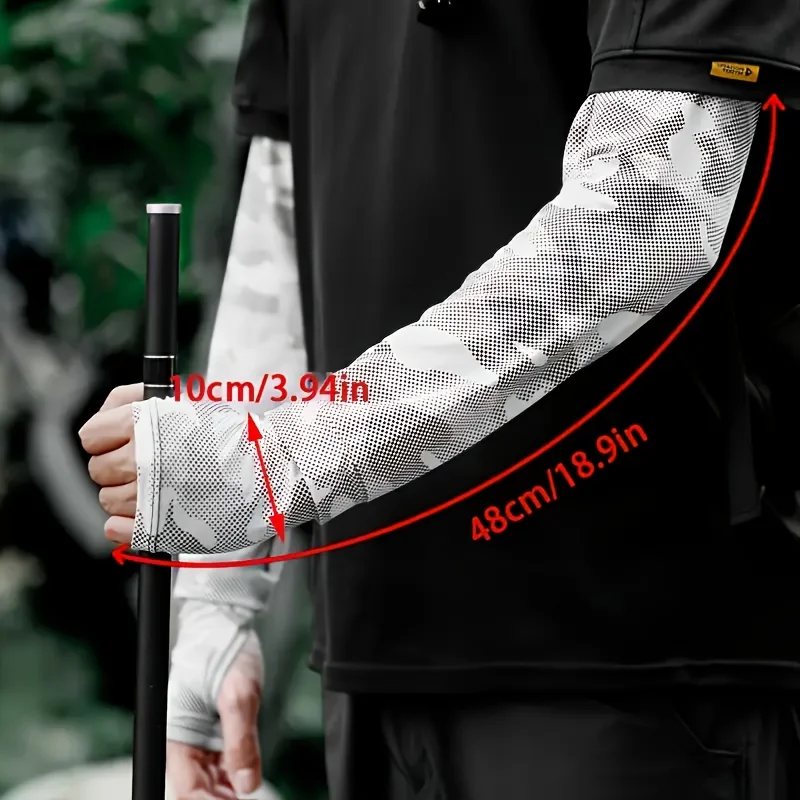 1 Set UV Protection Mask Ice Silk Arm Sleeve Breathable Men's Sports Arm Cover for Fishing Driving Cycling Sleeve and Mask