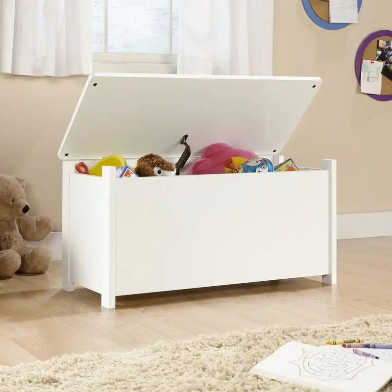 

Beginnings Hinged Safety Top Wooden Toy Chest/Bench, Soft White Finish