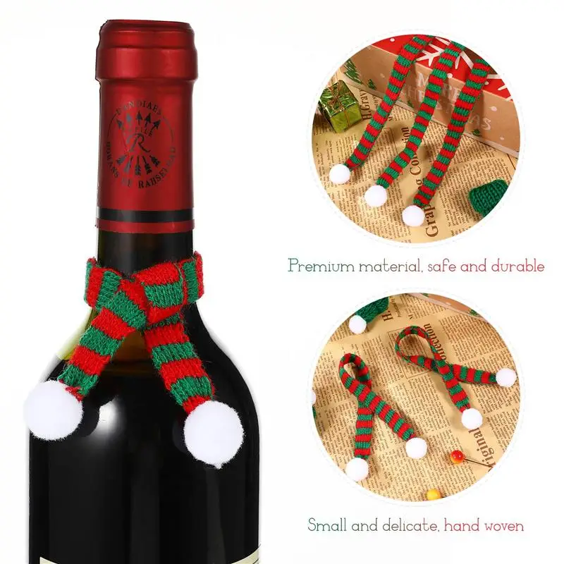 20pcs Christmas Bottle Covers Mini Santa Costume Costume Red Top Santa Mini Christmas