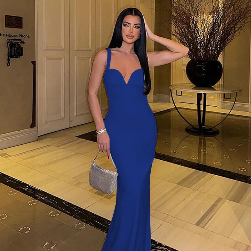 

Summer 2024 new internet famous camisole dress, socialite style, sexy deep V, backless slim fitting dress, dress CSM80-4