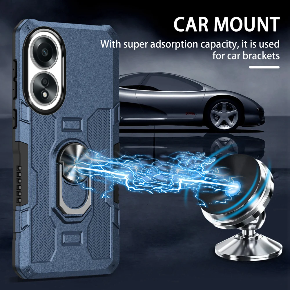 Shockproof Armor Phone Case with Silicone and Metal Ring Stand