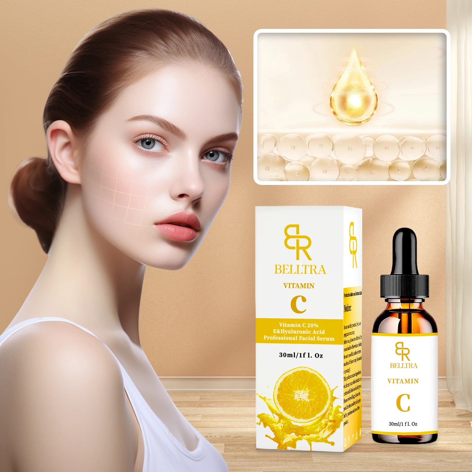 Hyaluronic Acid Vitamin C Serum Skin Care Moisturize Repair Tender and Translucent Whitening Hydrating Brighten Skin Essence