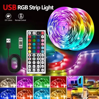 USB LED Strip Lights Bluetooth APP Control Color Changing 5050 RGB Led Light Flexible Lamp Tape for Room Decoration TV Backlight