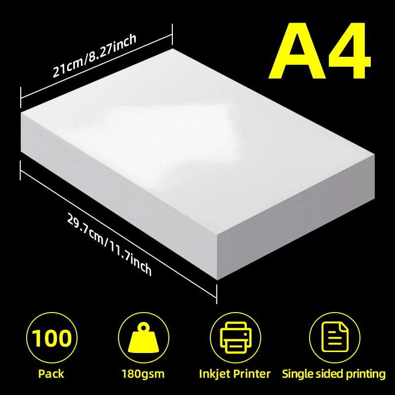 100 Sheets, Photo Paper 180g, 21cm X 29.7cm, A4 Glossy Double-Sided Cardstock, Suitable for Laser and Inkjet Printers, for Making Pictures, Calendars, Greeting Cards - 2