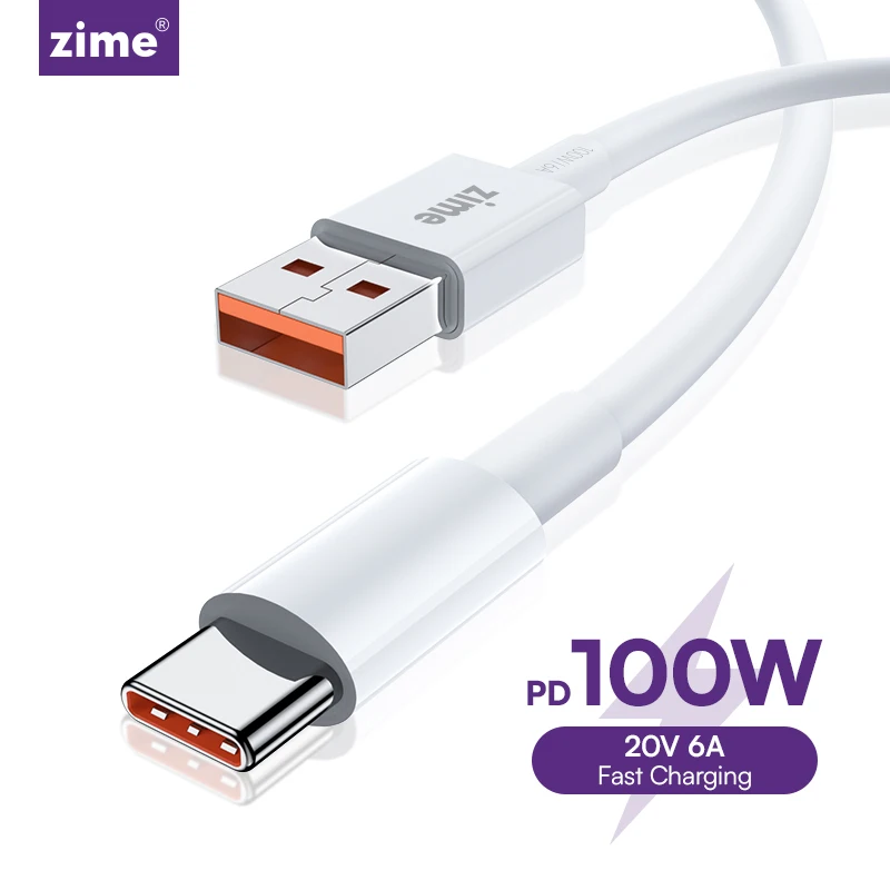 Кабель зарядный Zime с USB-портом типа C, 100 Вт, для iPhone 15 Plus Pro Max, Macbook, Huawei, Samsung, Xiaomi