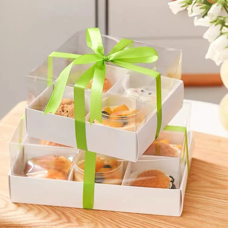 5PCS Moon Cake Boxes with Transparent Lid, 4/6/9 Grid Inserts for Candy, Nougat, Snowfl... - SKU MCB01104 - UGI Packaging