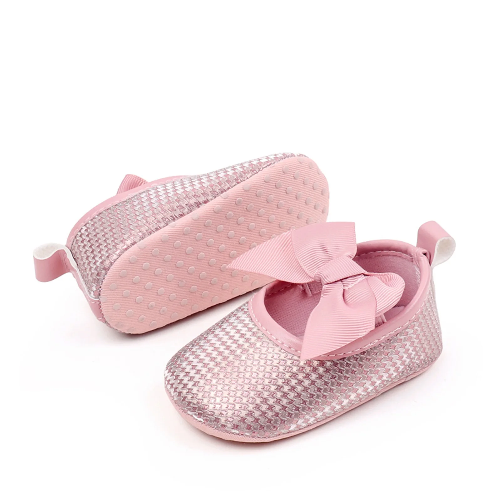 Toddler Prewalker For Baby Girl Mary Jane Shoe Flats Newborn Non-slip Soft Soles with Bows Infant Walking Toddler First Walkers 4