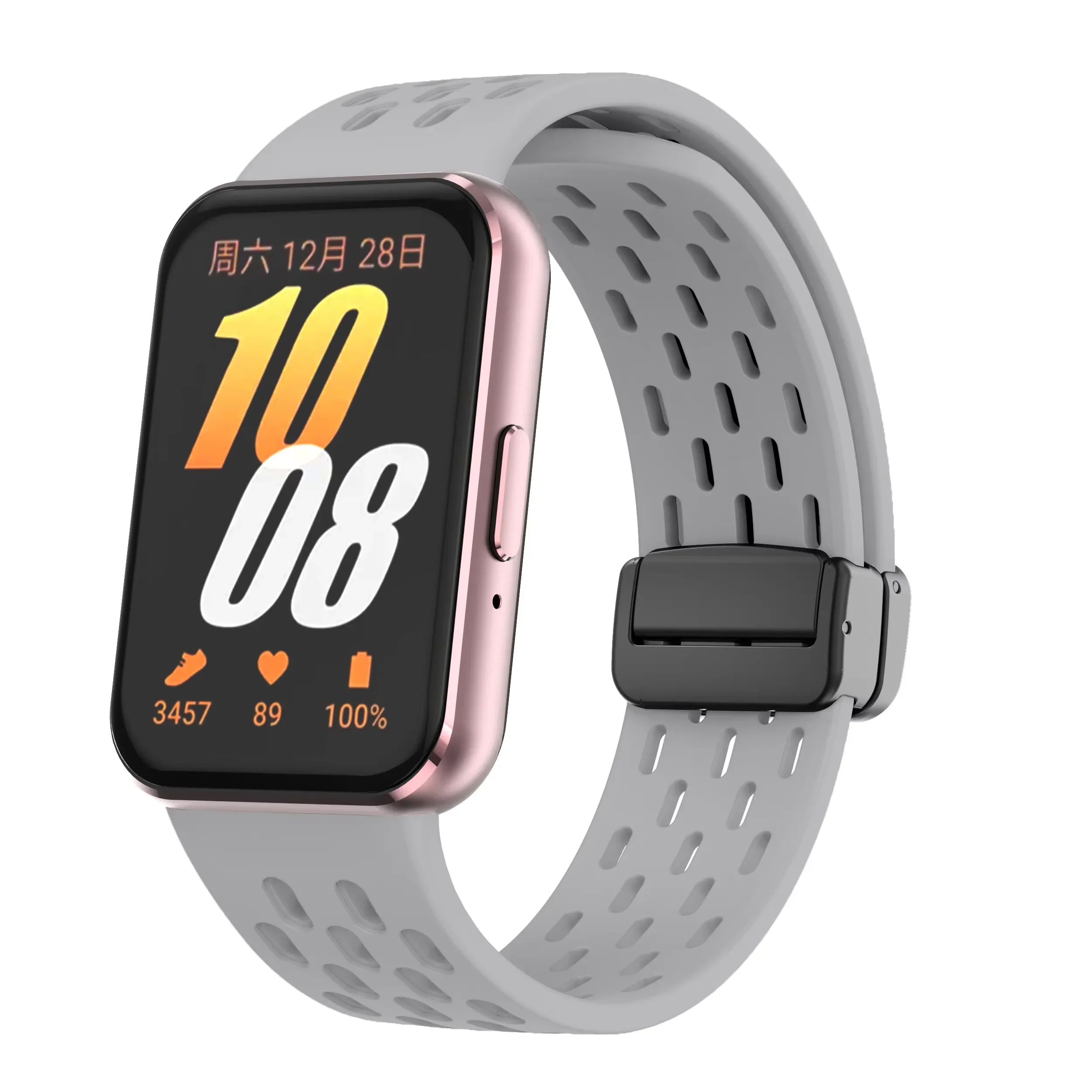 Breathable Mesh Magnetic Silicone Strap with Black Buckle